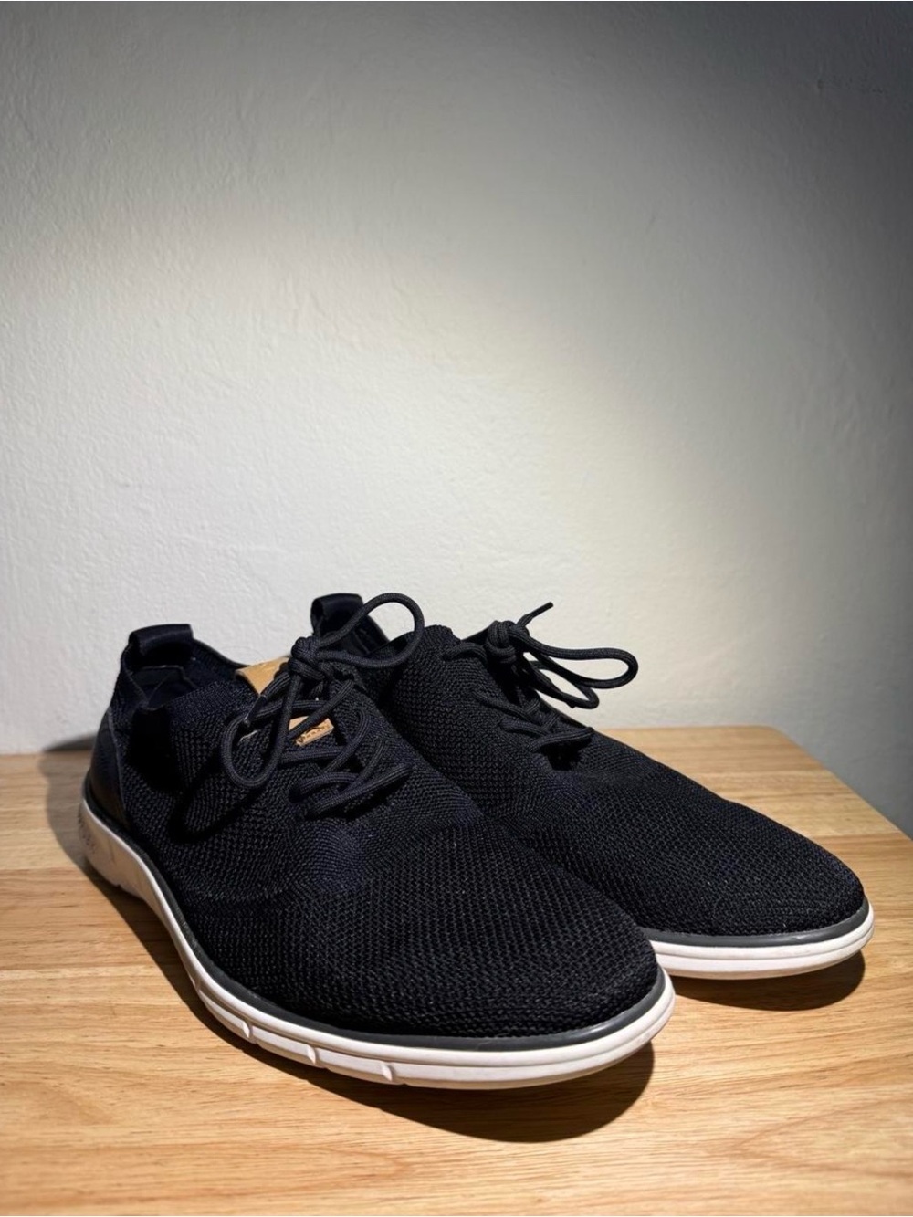 Aldo Black Knit Lace-Up Sneakers with White Sole